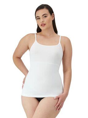 Maidenform Flexees XL Womens Shapewear Long Length Tank Top White Stretch